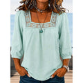 Maribeth | Lace-Trim Square Neck Blouse