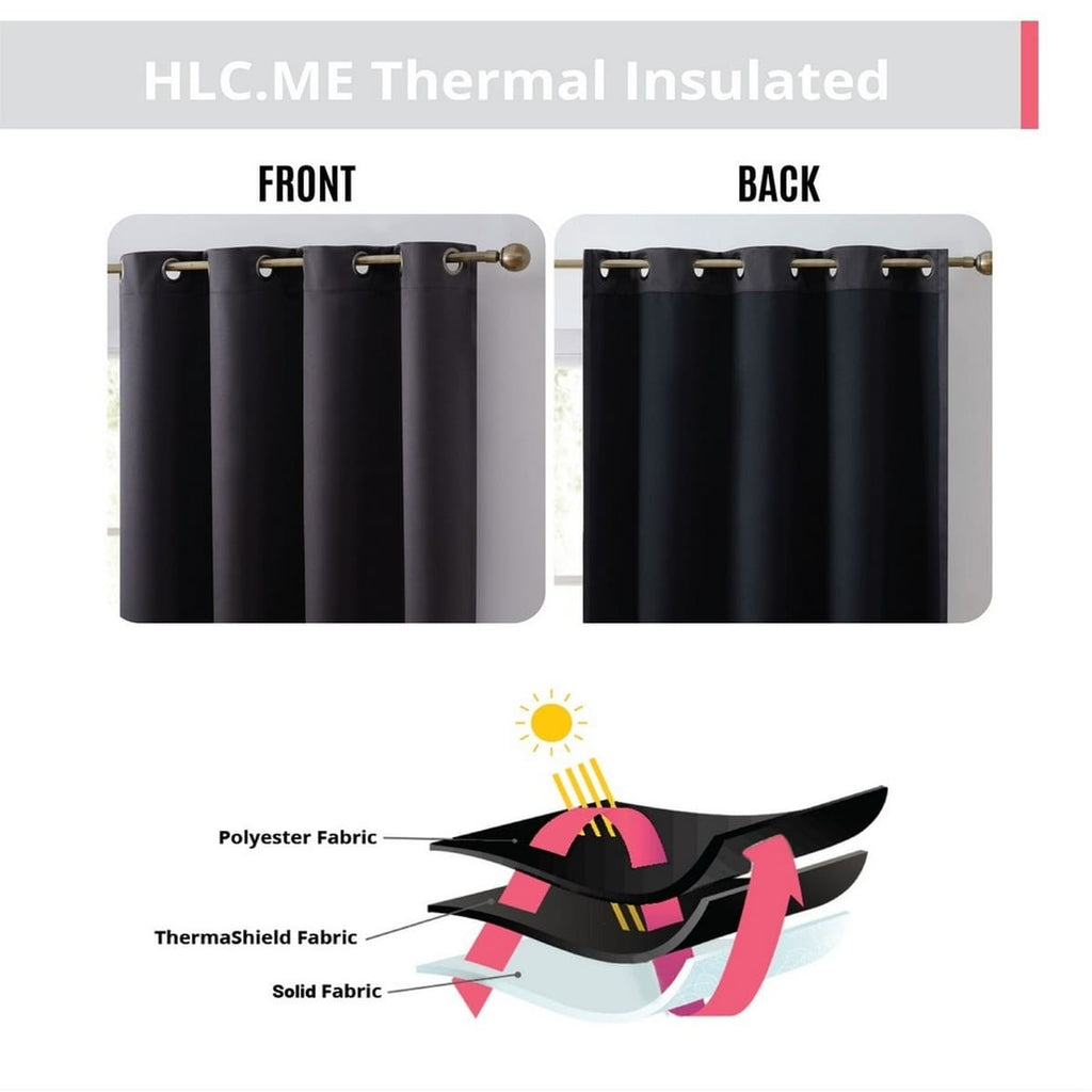 Thd Lawrence 100% Full Blackout Thermal Insulated Energy-Saving Grommet Curtain Panels (Set of 2)