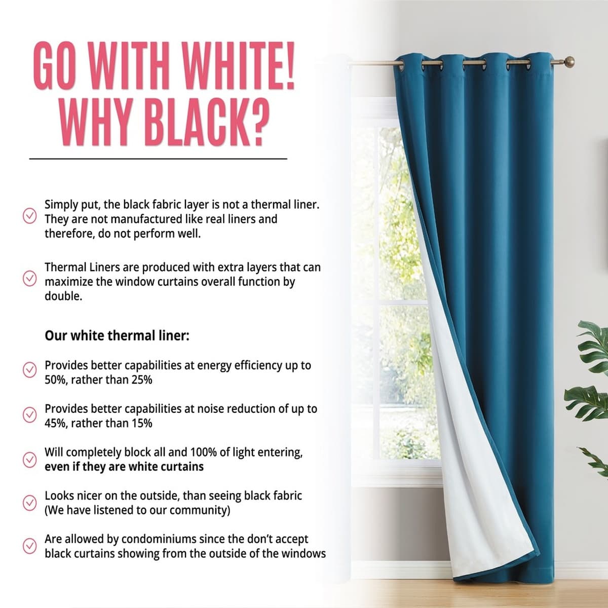 Thd Virginia 100% Blackout Grommet Total Privacy Curtain Panels - Set of 2