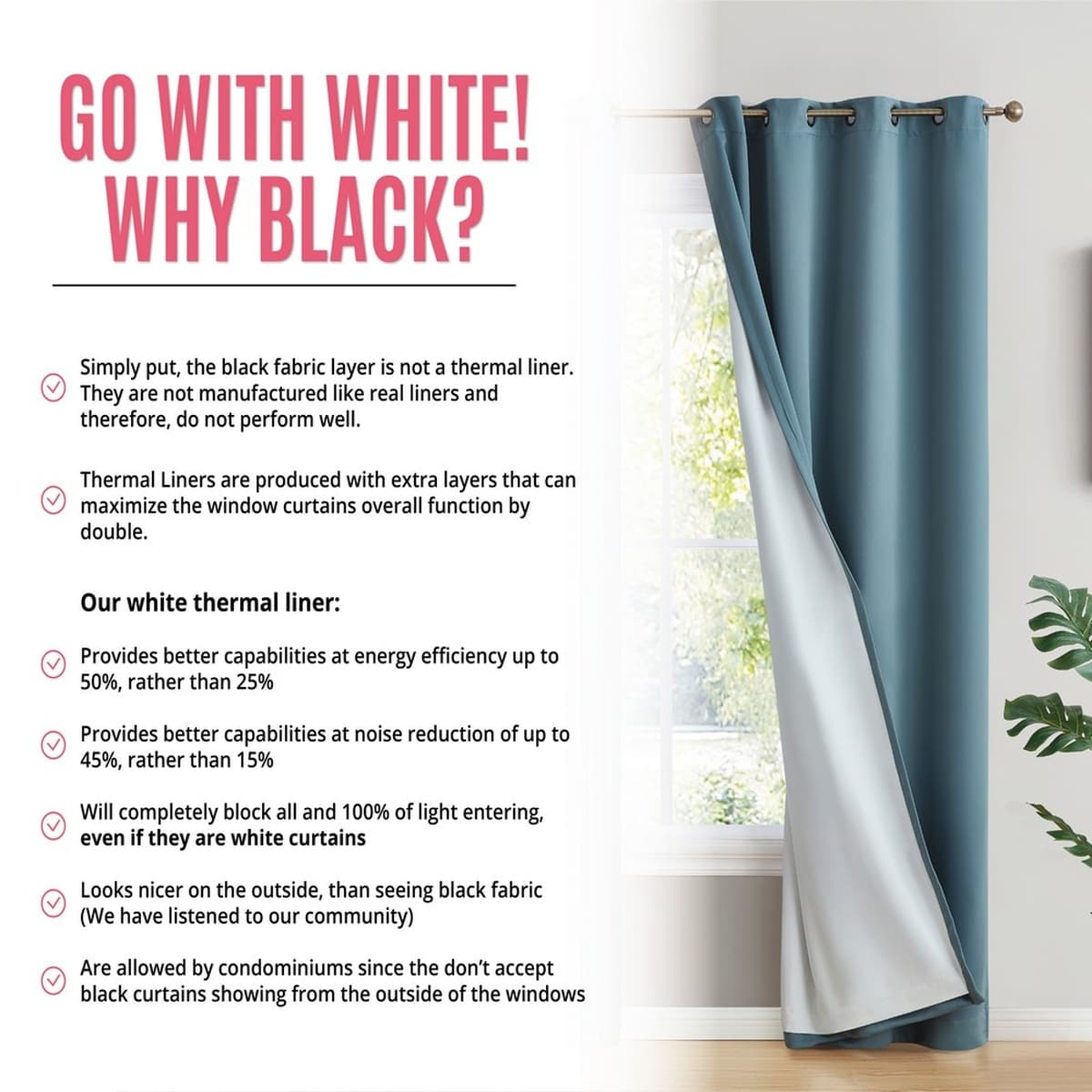 Thd Virginia 100% Blackout Grommet Total Privacy Curtain Panels - Set of 2