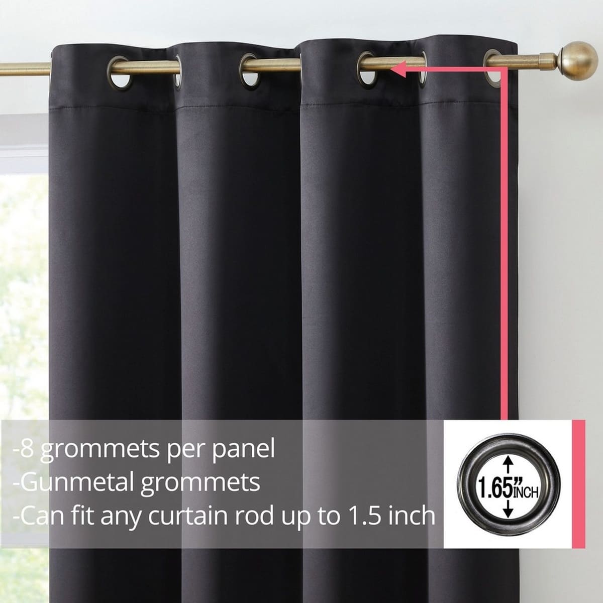 Thd Cambridge 100% Blackout Total Privacy Grommet Window Treatment Curtain Panels - Set of 2