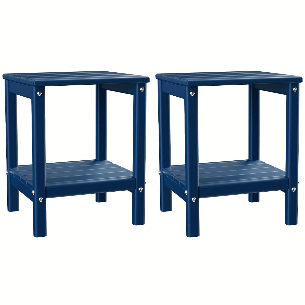 Outdoor Side Table by Furn Mivo, Rectangular HDPE Design with Lower Shelf and One-, Two- or Four-Piece Options