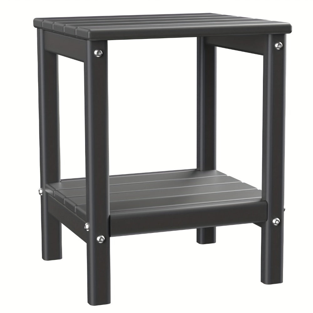 Outdoor Side Table by Furn Mivo, Rectangular HDPE Design with Lower Shelf and One-, Two- or Four-Piece Options