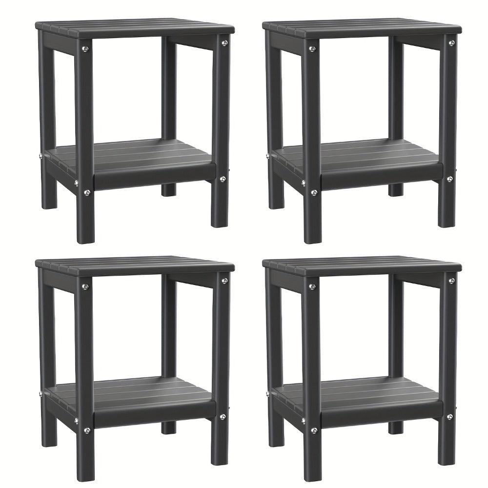 Outdoor Side Table by Furn Mivo, Rectangular HDPE Design with Lower Shelf and One-, Two- or Four-Piece Options