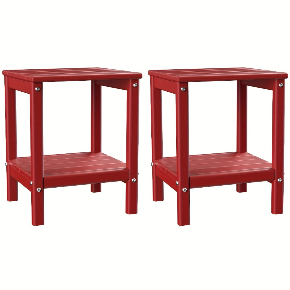 Outdoor Side Table by Furn Mivo, Rectangular HDPE Design with Lower Shelf and One-, Two- or Four-Piece Options