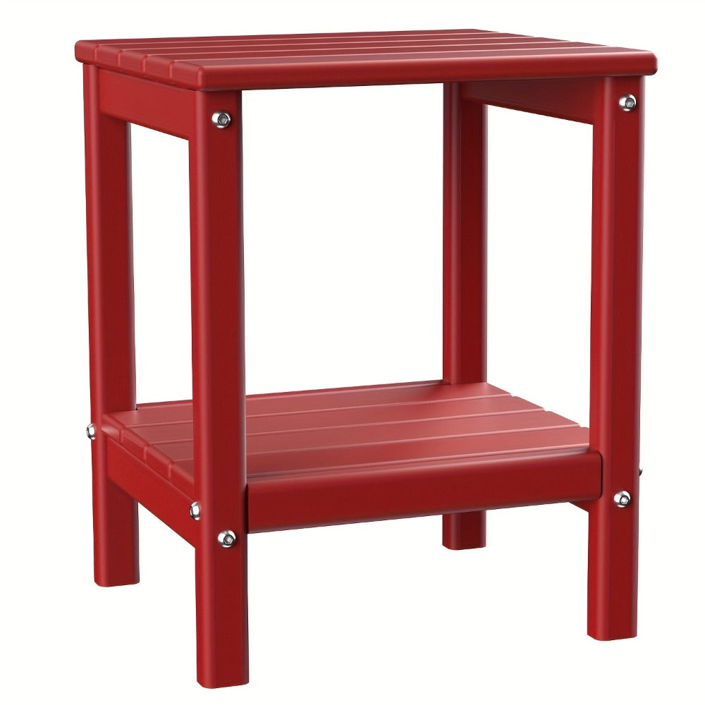 Outdoor Side Table by Furn Mivo, Rectangular HDPE Design with Lower Shelf and One-, Two- or Four-Piece Options
