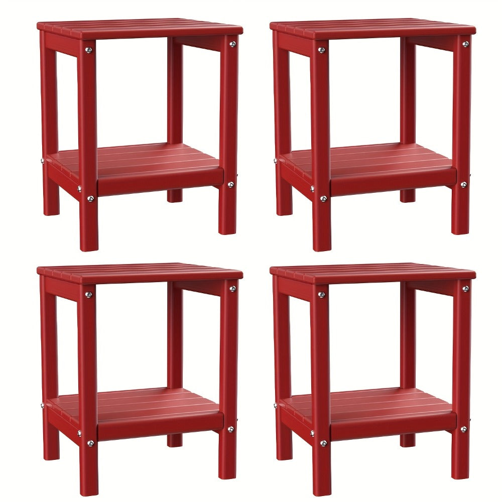 Outdoor Side Table by Furn Mivo, Rectangular HDPE Design with Lower Shelf and One-, Two- or Four-Piece Options