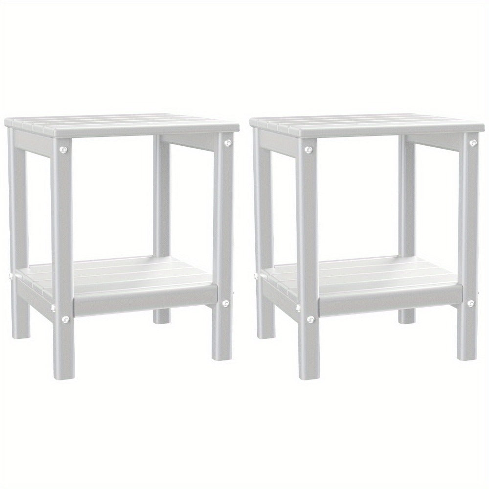Outdoor Side Table by Furn Mivo, Rectangular HDPE Design with Lower Shelf and One-, Two- or Four-Piece Options