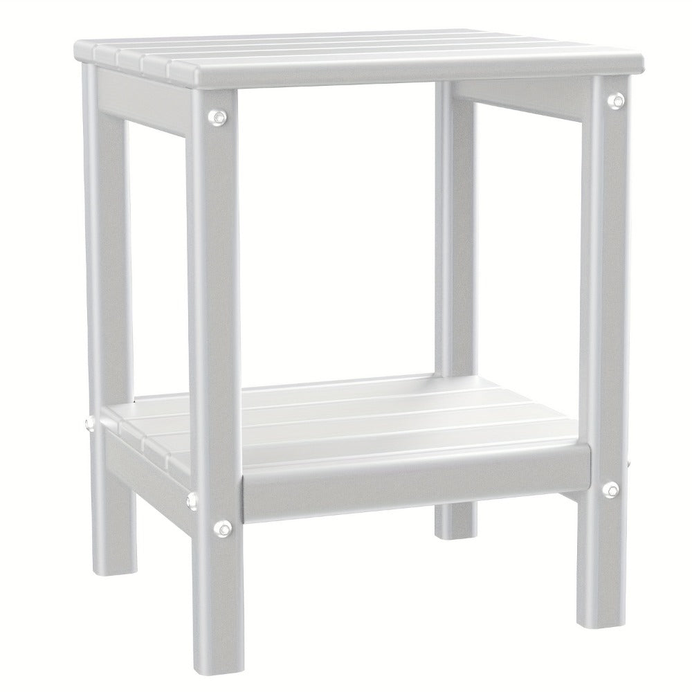 Outdoor Side Table by Furn Mivo, Rectangular HDPE Design with Lower Shelf and One-, Two- or Four-Piece Options