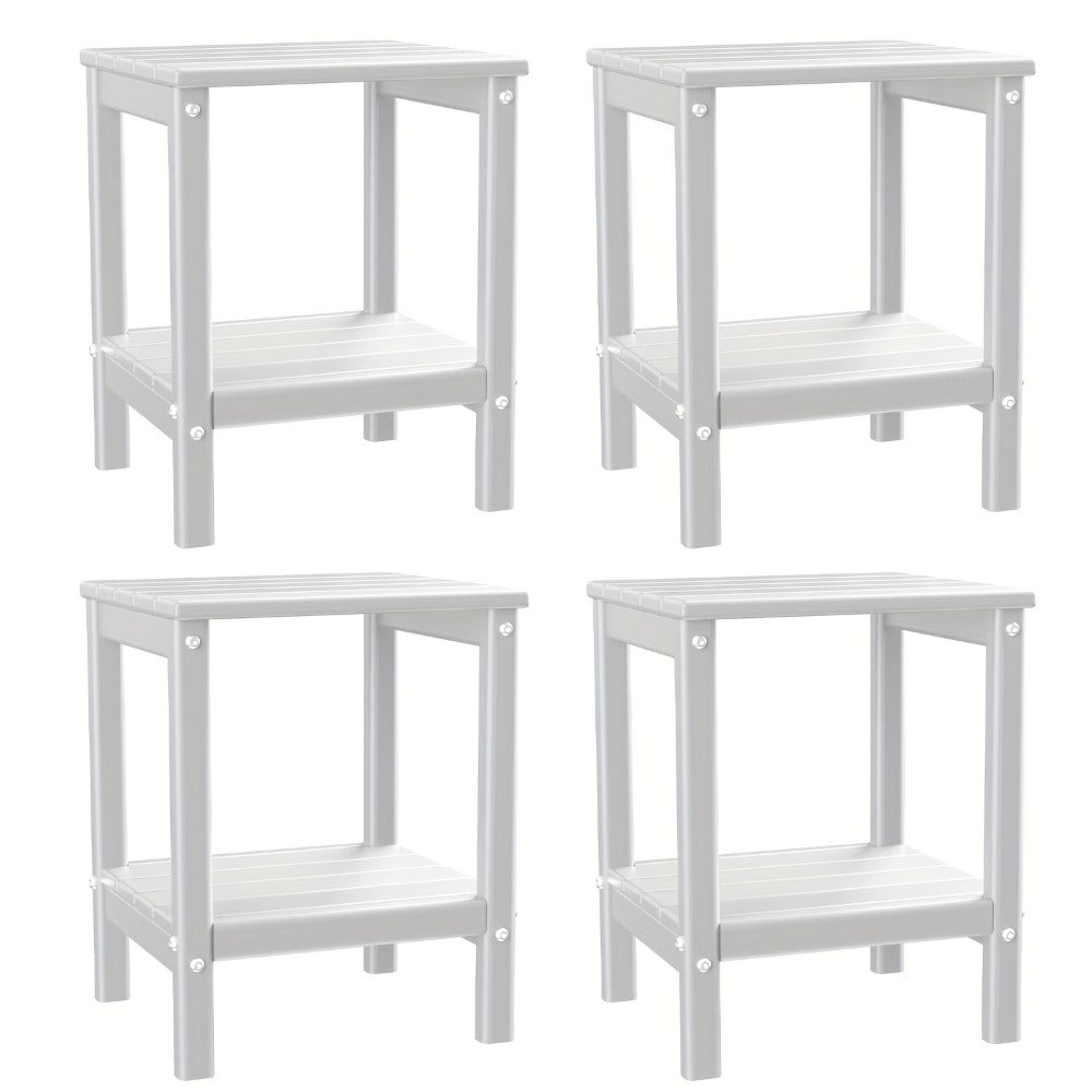 Outdoor Side Table by Furn Mivo, Rectangular HDPE Design with Lower Shelf and One-, Two- or Four-Piece Options