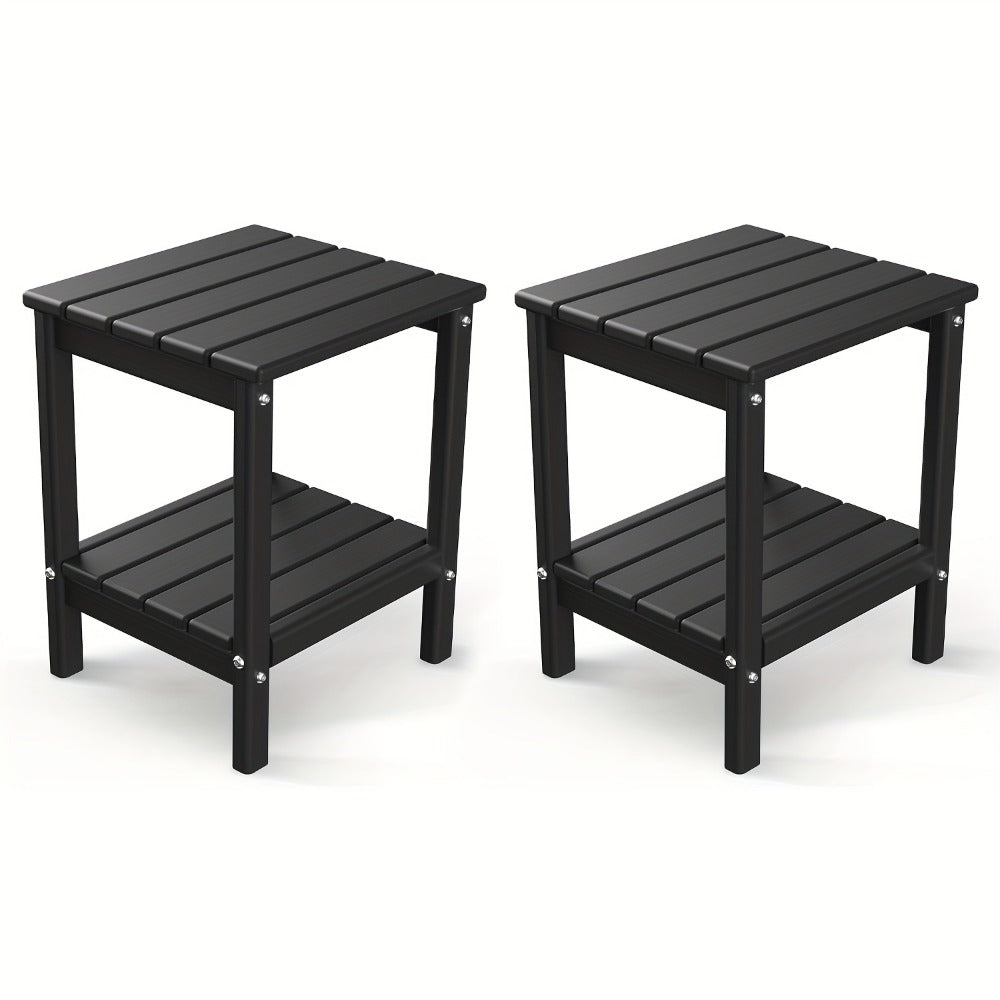 Outdoor Side Table by Furn Mivo, Rectangular HDPE Design with Lower Shelf and One-, Two- or Four-Piece Options