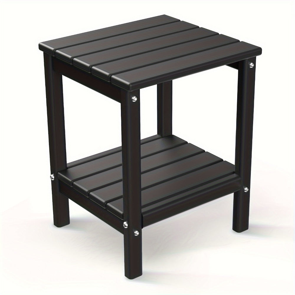 Outdoor Side Table by Furn Mivo, Rectangular HDPE Design with Lower Shelf and One-, Two- or Four-Piece Options