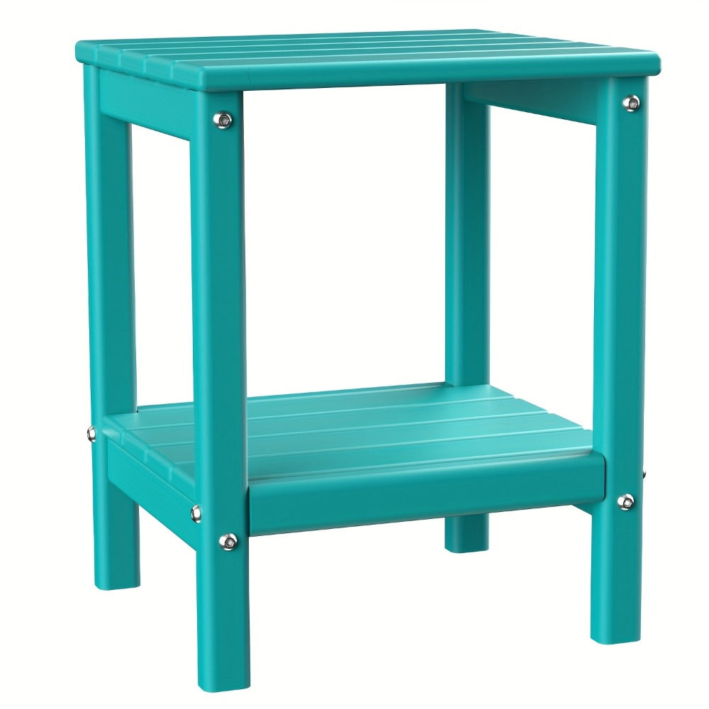 Outdoor Side Table by Furn Mivo, Rectangular HDPE Design with Lower Shelf and One-, Two- or Four-Piece Options