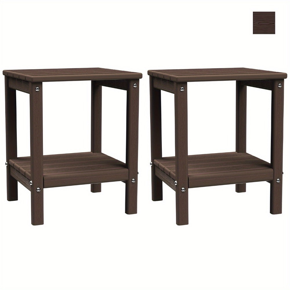 Outdoor Side Table by Furn Mivo, Rectangular HDPE Design with Lower Shelf and One-, Two- or Four-Piece Options