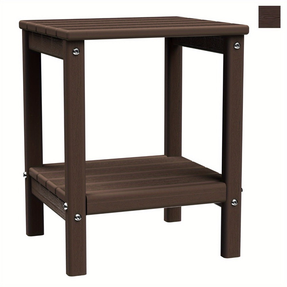Outdoor Side Table by Furn Mivo, Rectangular HDPE Design with Lower Shelf and One-, Two- or Four-Piece Options