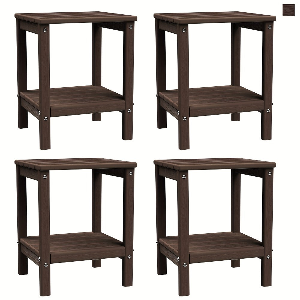 Outdoor Side Table by Furn Mivo, Rectangular HDPE Design with Lower Shelf and One-, Two- or Four-Piece Options