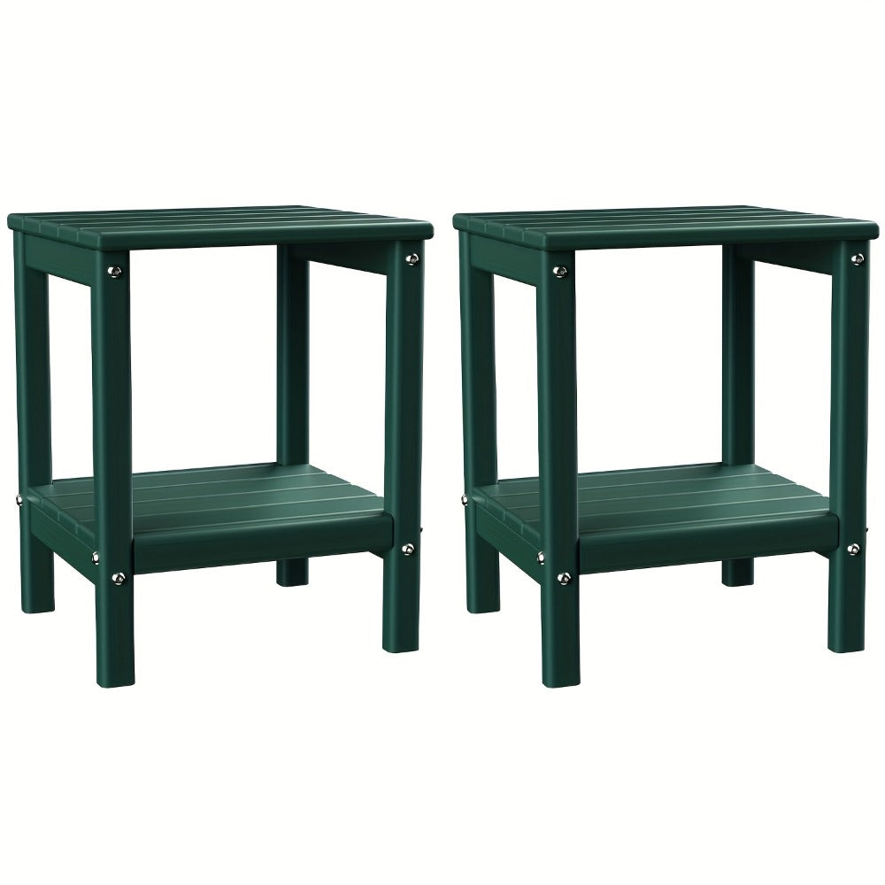Outdoor Side Table by Furn Mivo, Rectangular HDPE Design with Lower Shelf and One-, Two- or Four-Piece Options