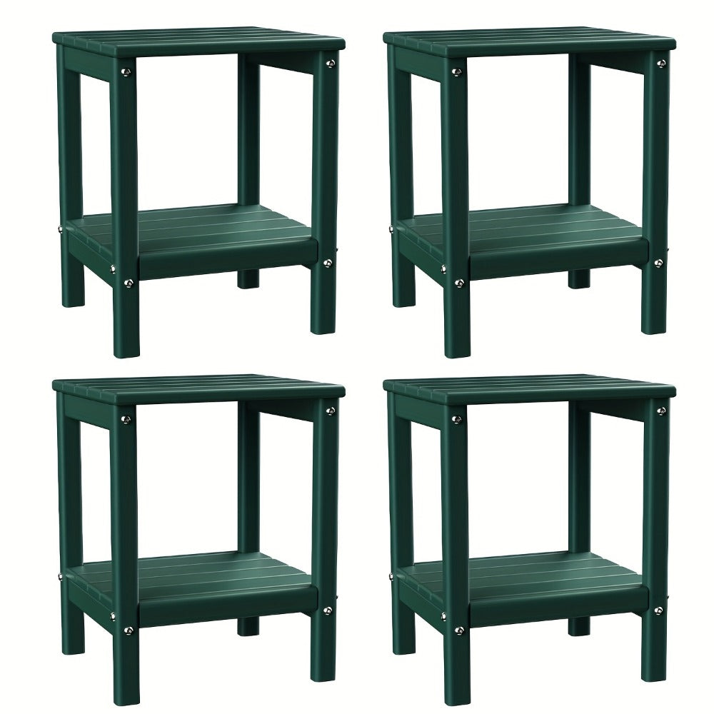 Outdoor Side Table by Furn Mivo, Rectangular HDPE Design with Lower Shelf and One-, Two- or Four-Piece Options