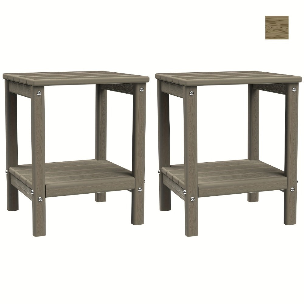 Outdoor Side Table by Furn Mivo, Rectangular HDPE Design with Lower Shelf and One-, Two- or Four-Piece Options