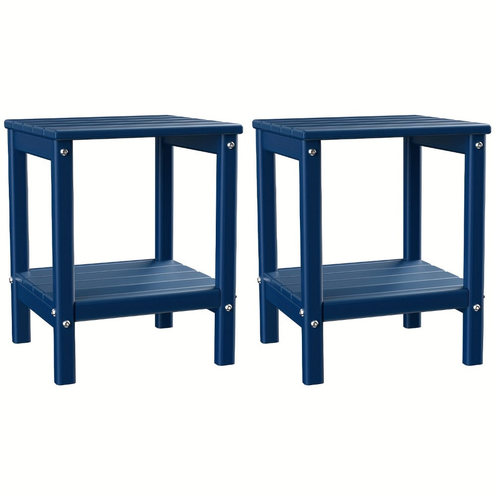 Outdoor Side Table by Furn Mivo, Rectangular HDPE Design with Lower Shelf and One-, Two- or Four-Piece Options