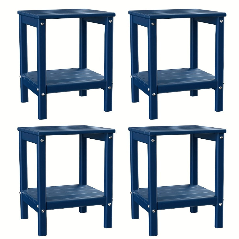 Outdoor Side Table by Furn Mivo, Rectangular HDPE Design with Lower Shelf and One-, Two- or Four-Piece Options