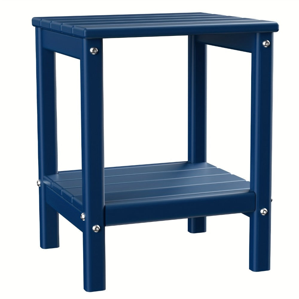 Outdoor Side Table by Furn Mivo, Rectangular HDPE Design with Lower Shelf and One-, Two- or Four-Piece Options