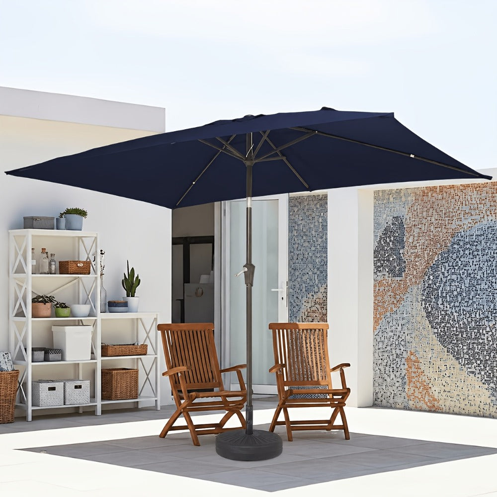 Patio Umbrella 6.5x10FT Rectangular Table Style with Six Iron Ribs, Push Tilt and Crank for Outdoor Dining