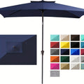 Patio Umbrella 6.5x10FT Rectangular Table Style with Six Iron Ribs, Push Tilt and Crank for Outdoor Dining
