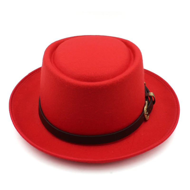 Vintage Wide Brim Fedora Trilby Hat with Black Hatband
