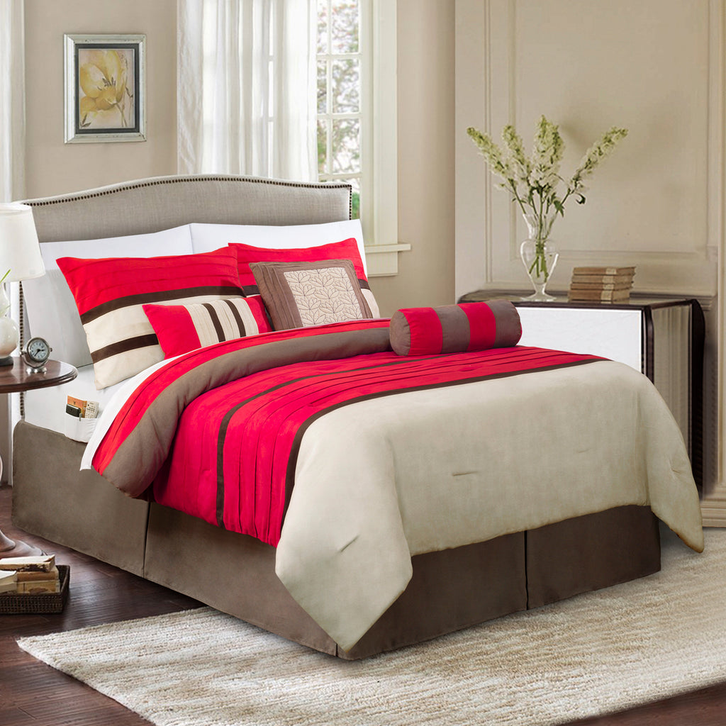 Elegant Comfort 12-Piece Cirena Micro suede Comforter Set, Includes 6-Piece Sheet Set with Double Sided Storage Pockets