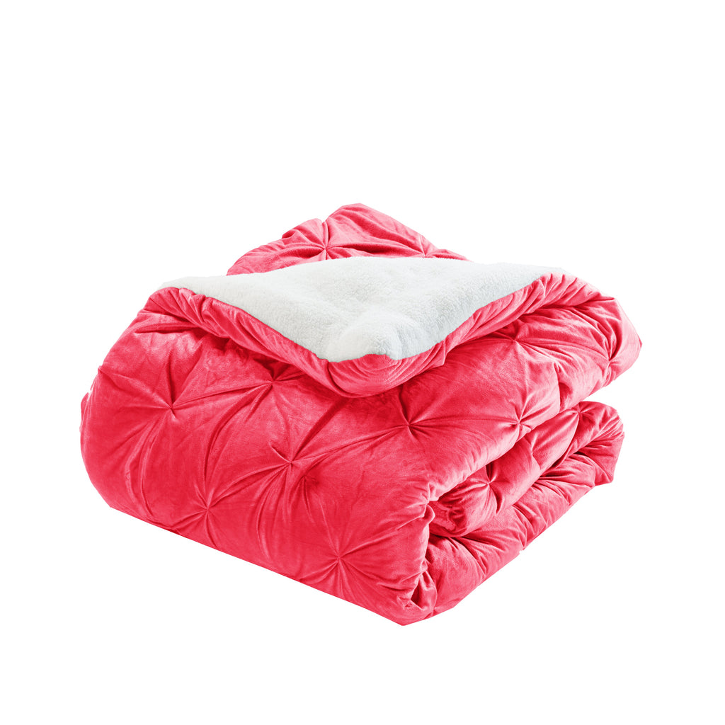 Elegant Comfort 3-Piece Pinch Pleated Micro-Suede Reversible Sherpa - Comforter Set