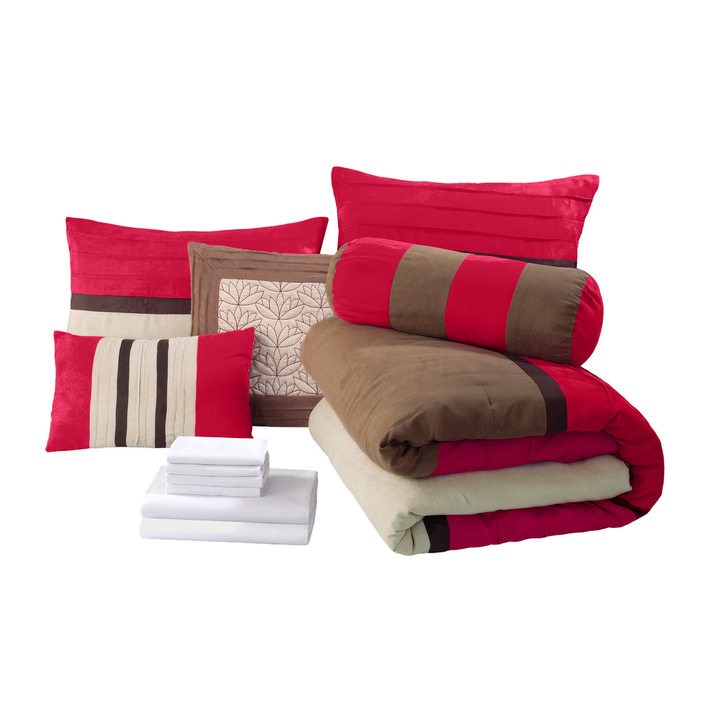 Elegant Comfort 12-Piece Cirena Micro suede Comforter Set, Includes 6-Piece Sheet Set with Double Sided Storage Pockets