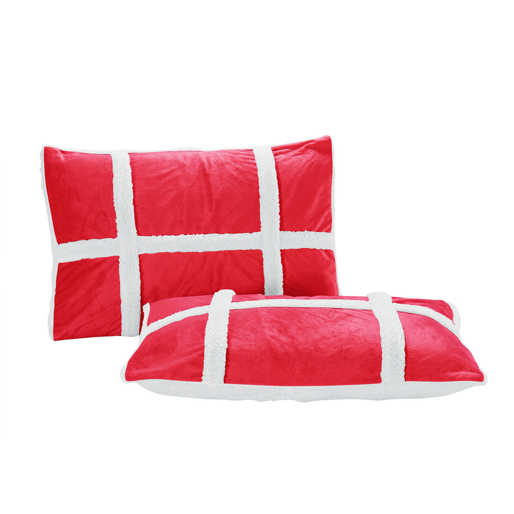 Elegant Comfort 3-Piece Stripe Micro-Suede Reversible Sherpa - Comforter Set