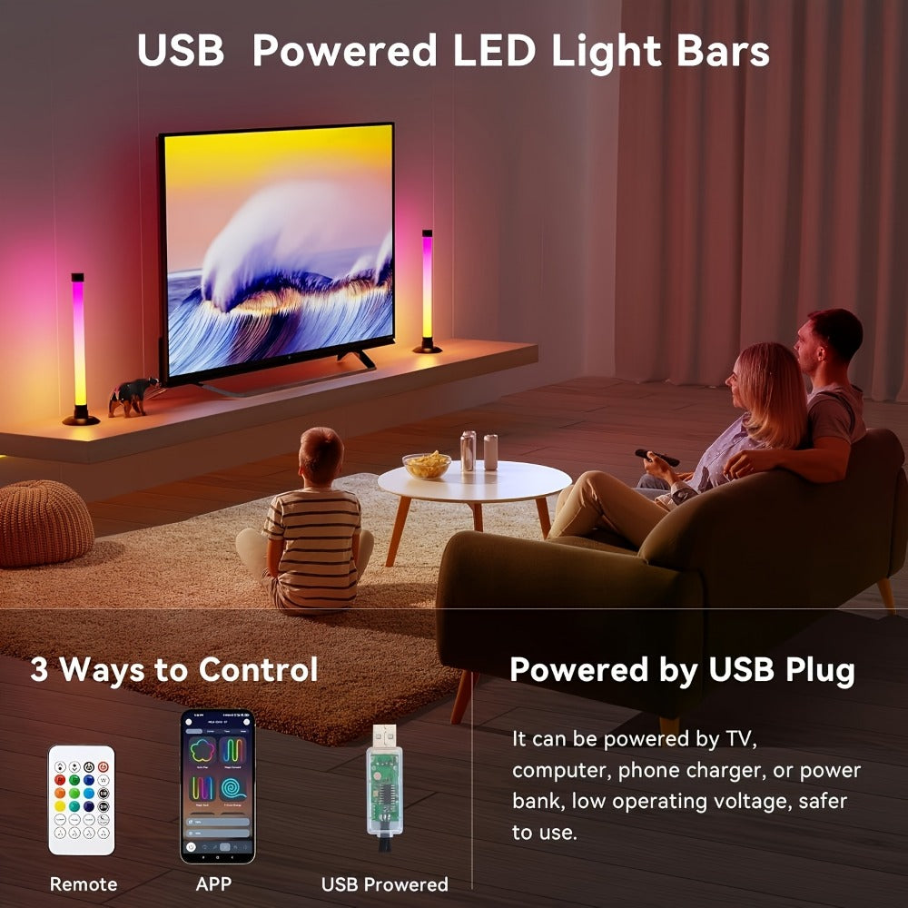 RGB Monitor Light Bars, 2-Piece USB Backlight Set with App and Remote Control