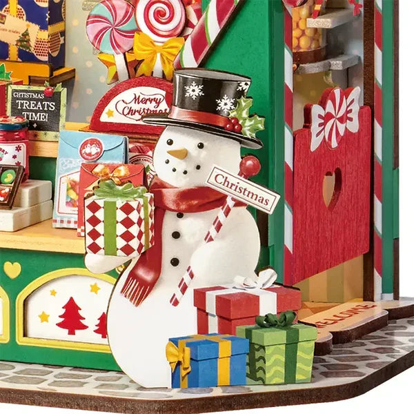 Robotime Christmas Candy Stand DIY 3D Wooden Puzzle - DS043 with LED Lights & Music Box