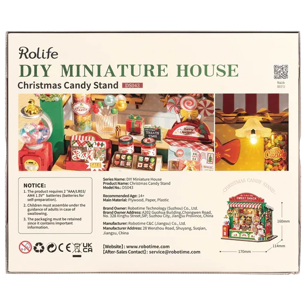 Robotime Christmas Candy Stand DIY 3D Wooden Puzzle - DS043 with LED Lights & Music Box