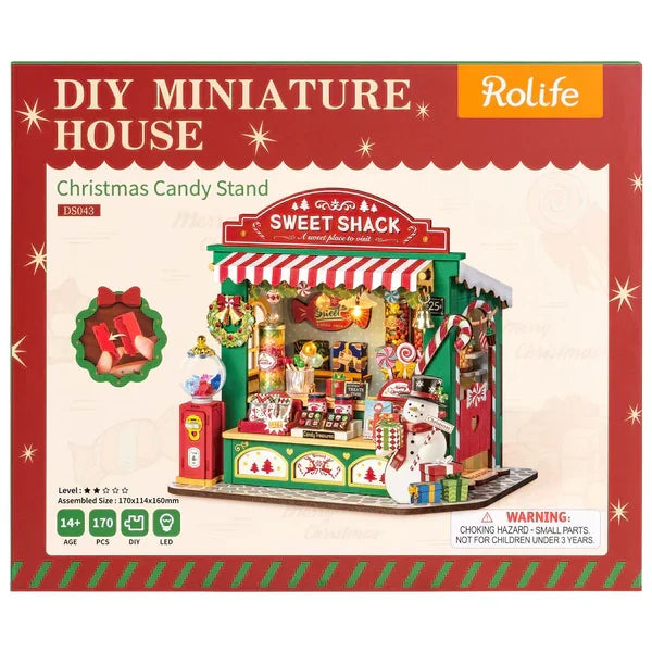 Robotime Christmas Candy Stand DIY 3D Wooden Puzzle - DS043 with LED Lights & Music Box