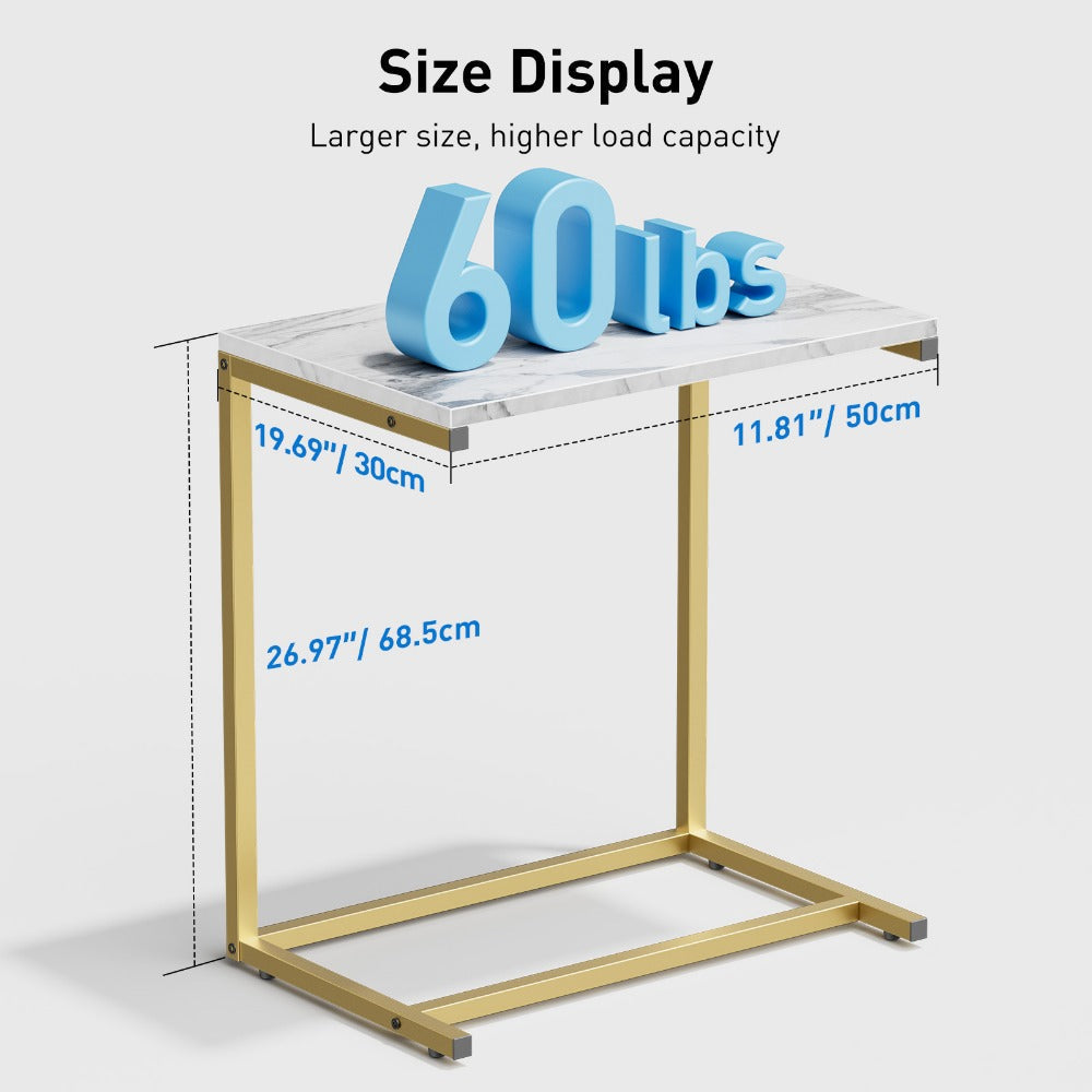 Side Table Rolling C-Shaped Metal Frame and Three Surface Finishes with Model-Specific Finish and Structure Options