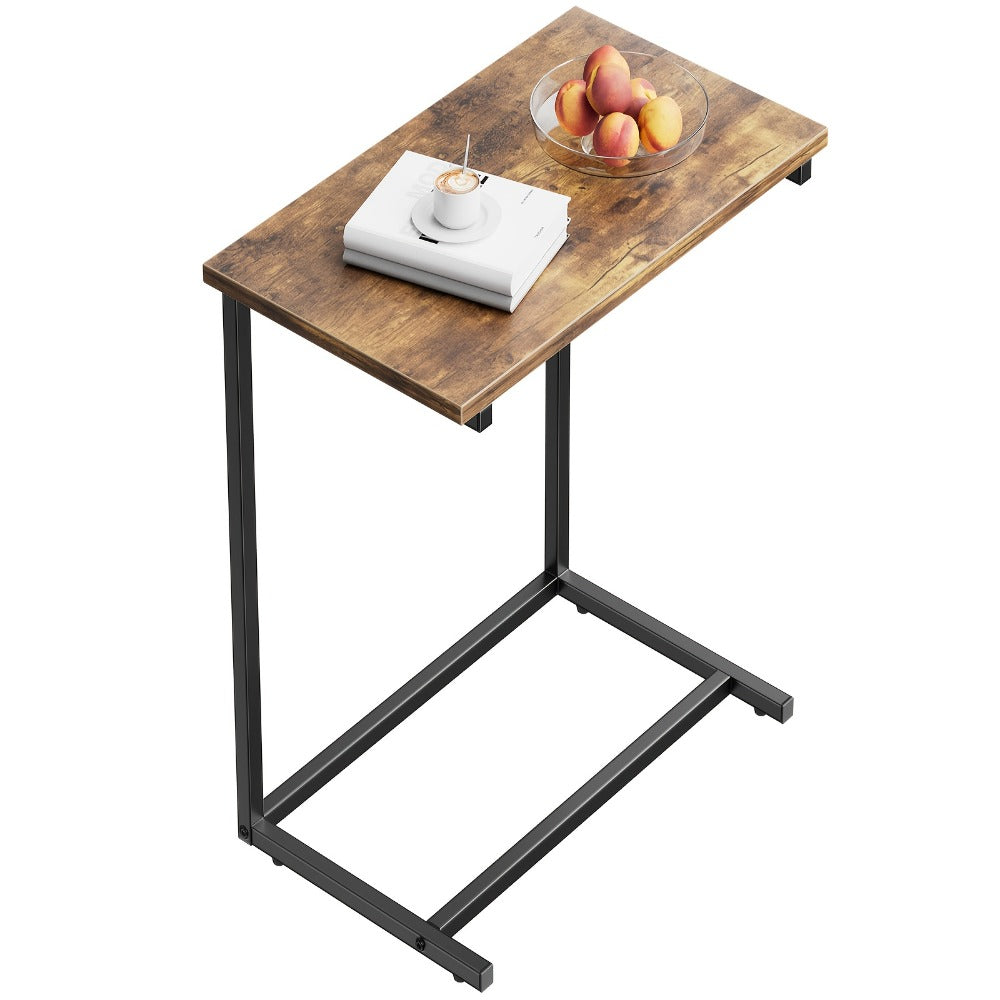Side Table Rolling C-Shaped Metal Frame and Three Surface Finishes with Model-Specific Finish and Structure Options