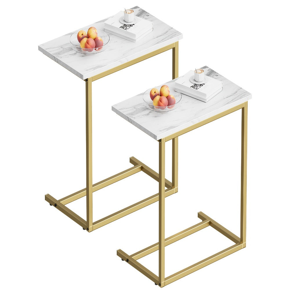 Side Table Rolling C-Shaped Metal Frame and Three Surface Finishes with Model-Specific Finish and Structure Options