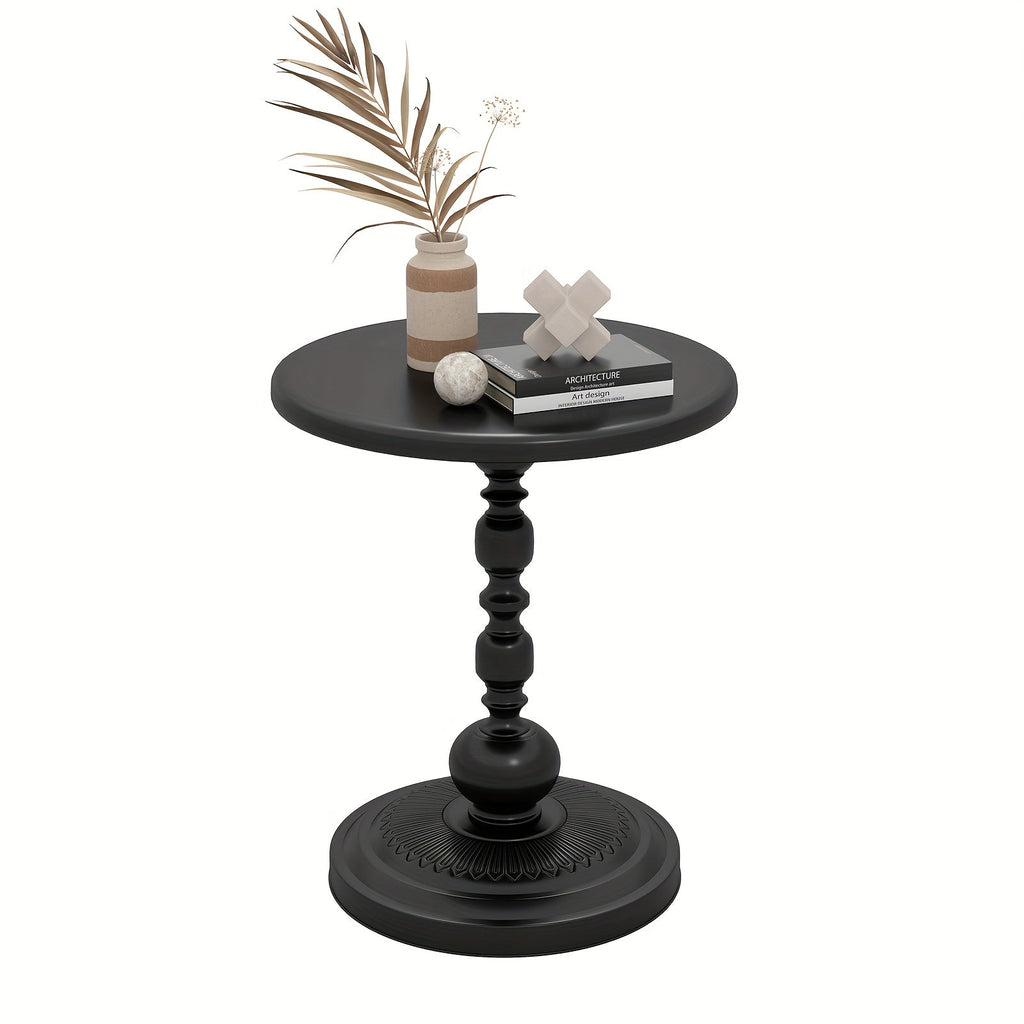 Side Table Round Metal Design for Indoor or Outdoor Placement in Black and White Finish Options