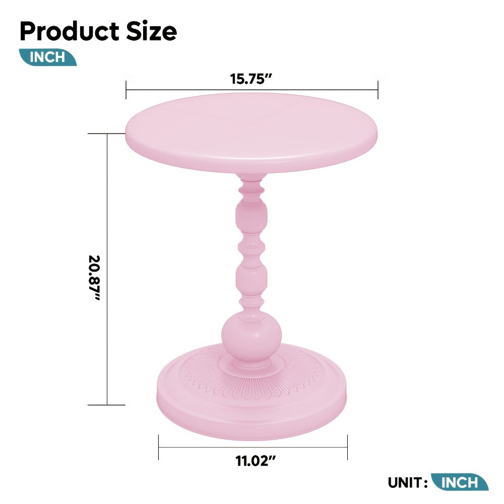 Side Table Round Metal Design for Indoor or Outdoor Placement in Black and White Finish Options