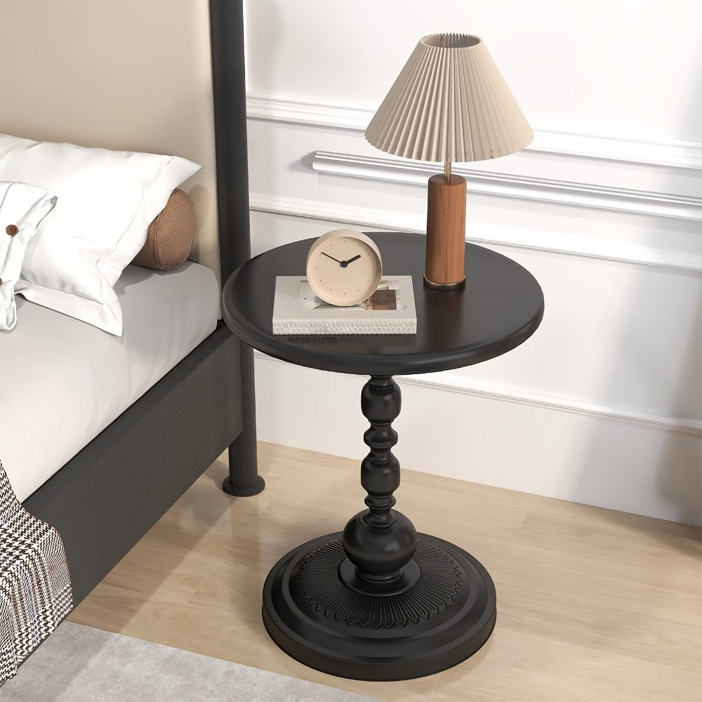 Side Table Round Metal Design for Indoor or Outdoor Placement in Black and White Finish Options