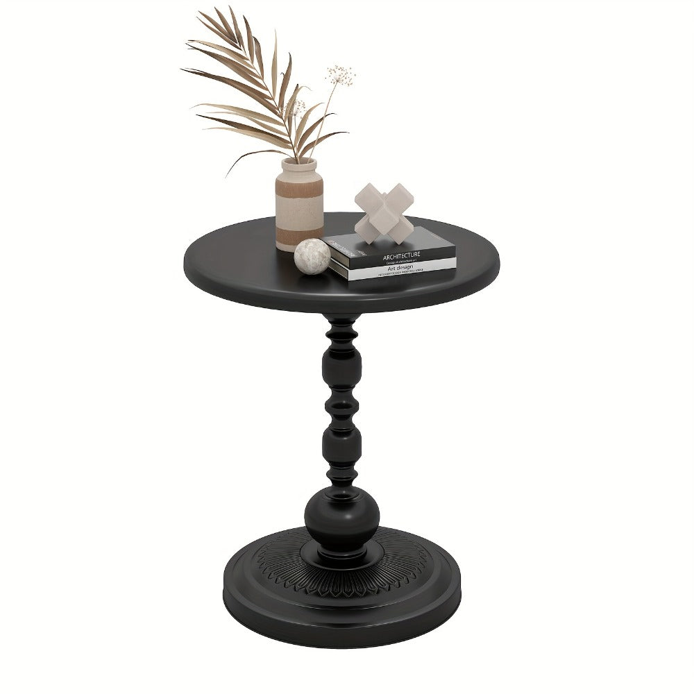 Side Table Round Metal Design for Indoor or Outdoor Placement in Black and White Finish Options