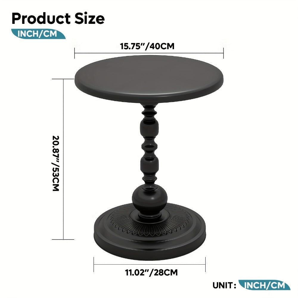 Side Table Round Metal Design for Indoor or Outdoor Placement in Black and White Finish Options