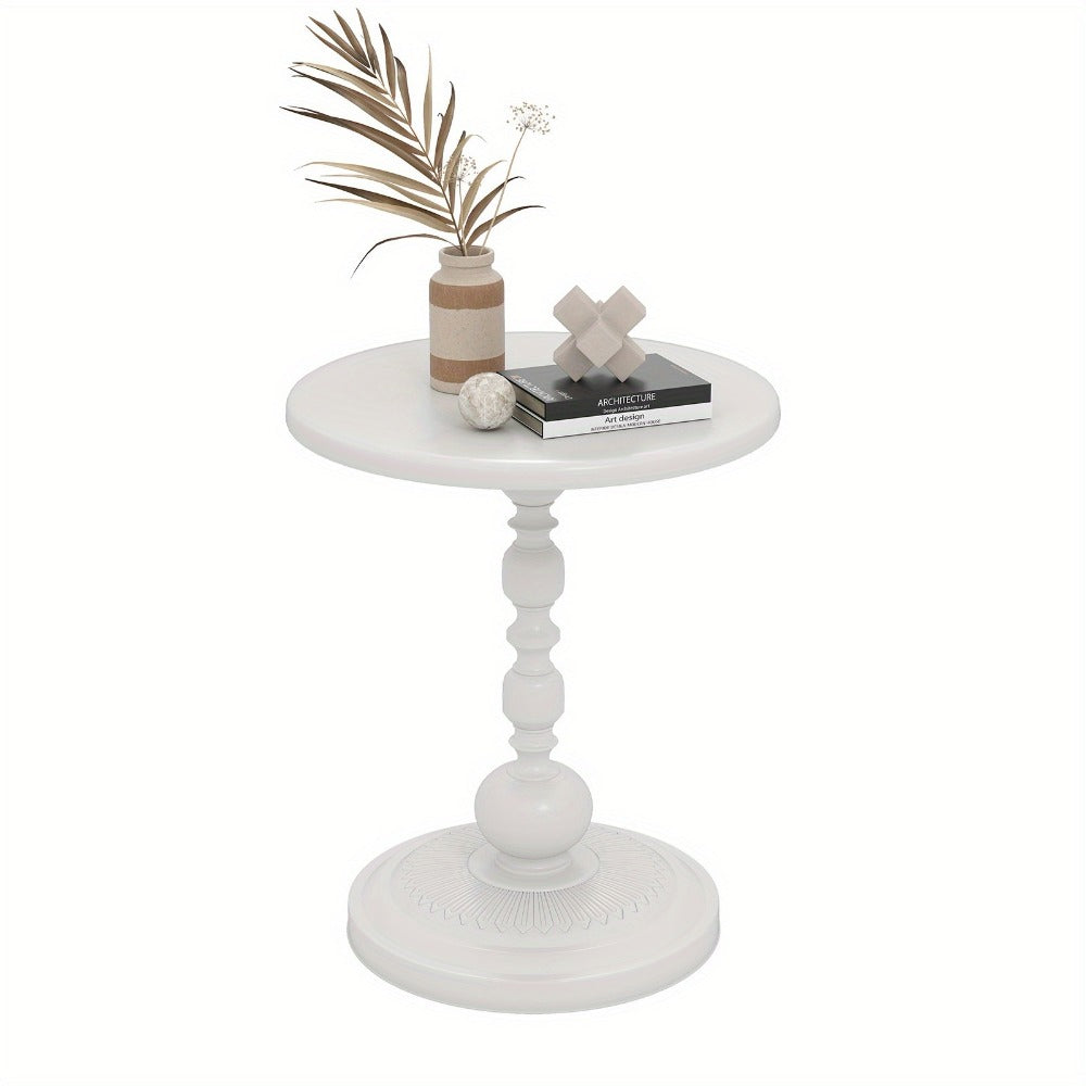 Side Table Round Metal Design for Indoor or Outdoor Placement in Black and White Finish Options