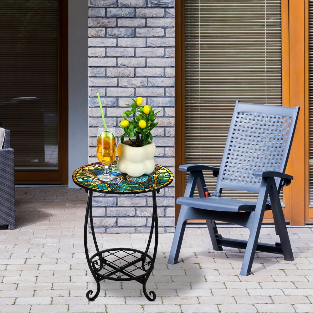 Round Outdoor Side Table, Adirondack Side Table for Outdoor Serving and Relaxation