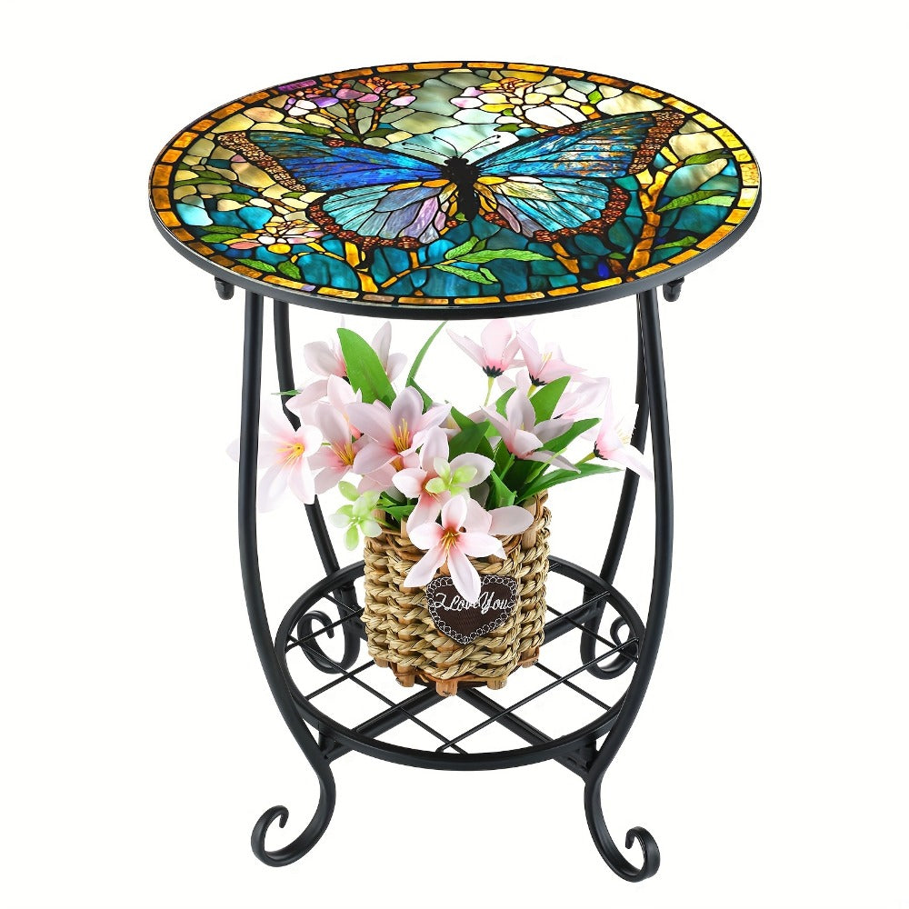 Round Outdoor Side Table, Adirondack Side Table for Outdoor Serving and Relaxation