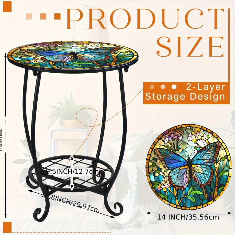 Round Outdoor Side Table, Adirondack Side Table for Outdoor Serving and Relaxation