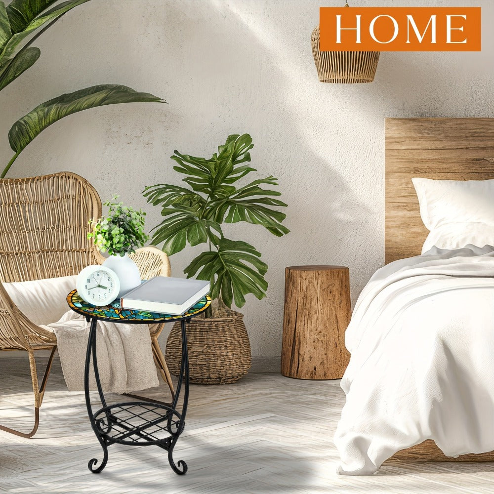 Round Outdoor Side Table, Adirondack Side Table for Outdoor Serving and Relaxation
